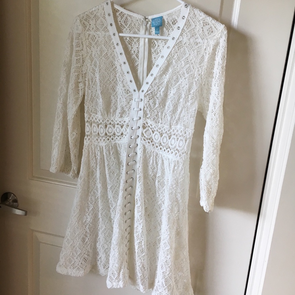 White lace swim cover up